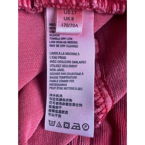 We The Free Twenty-Seven Red Corduroy Wide Flare Pants Lace-Up Back Frayed Hem - Picture 9 of 14